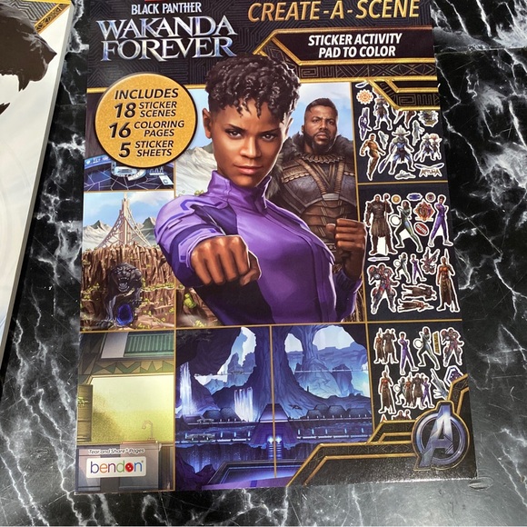 (2)DISNEY MARVEL Black Panther Wakanda Forever Advanced Coloring & Sticker Books - Picture 2 of 7